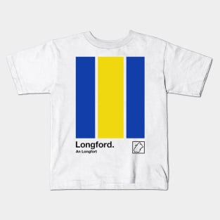 County Longford, Ireland - Retro Style Minimalist Poster Design Kids T-Shirt